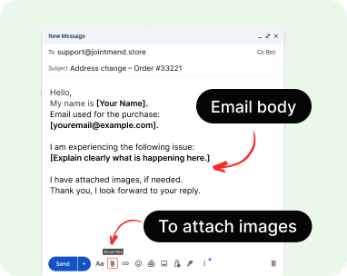 In the body of the email, please include